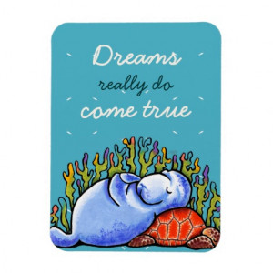 Manatee n Sea Turtle Custom Inspirational Quote Rectangle Magnets ...