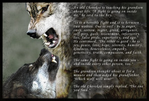 two wolves a cherokee parable an old cherokee chief was teaching his ...