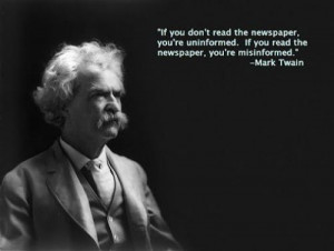 Mark Twain Quote. Read. Newspaper.