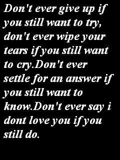 answer if you still want to know don t ever say i don t love you if ...