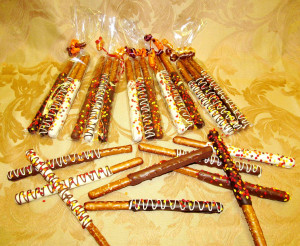 Thanksgiving Chocolate Dipped Pretzel Rods Sold in Sets of 8 Packages