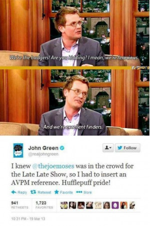 JOHN GREEN LOVES AVPM???? I just can't... I really can't. Didn't know ...