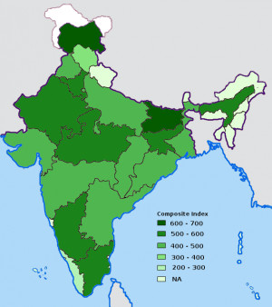 Index of corruption by Indian states in 2005