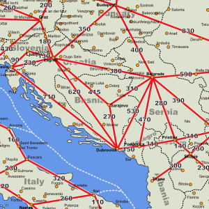 Bosnia Herzegovina Map Showing Distances Between Major Cities picture