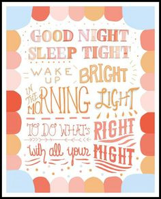 Good Night Sleep Tight Nursery Rhyme Print, 8x10