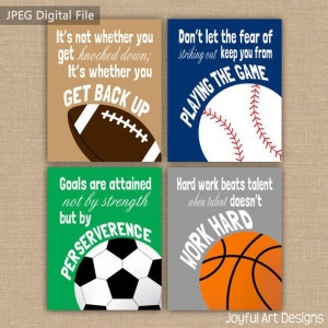 Decor. Set of 4 Motivating Sports Quotes PRINTABLE Signs. Football ...
