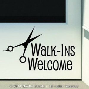 WALK-INS WELCOME Hair Salon Barber Shop Store Front Door Sign Vinyl ...
