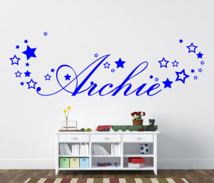 ... about Personalised boys name sticker with stars for bedroom wall