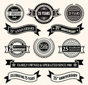 Black and White 25th Anniversary Badge Collection