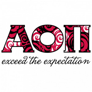 Alpha Omicron Pi Canvas Tote Bag - Greek Letters with Roses