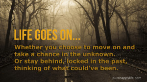 Quote: Life goes on. Whether you choose to move on and take a chance ...