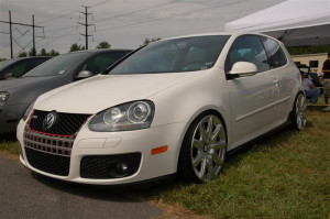 like how the owner put plaid on the front grill of the car.