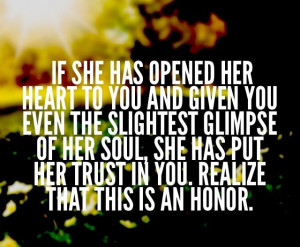 Never take her for granted.