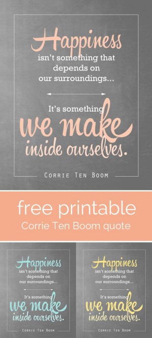 great inspirational quote by Corrie Ten Boom on happiness - free ...