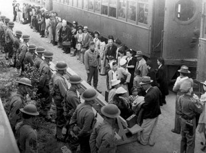 Japanese American Internment Camps Barracks Japanese americans await