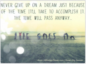 Time To Give Up Quotes never give up on a dream just