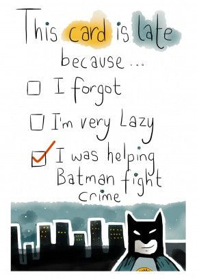 Helping Batman Fight Crime| Belated Birthday Card #funny #batman # ...