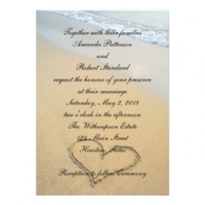 Heart on the Shore Beach Wedding Invitation Invitations