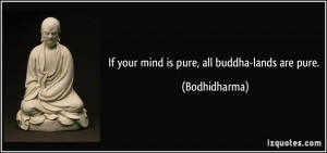 If your mind is pure, all buddha-lands are pure. - Bodhidharma