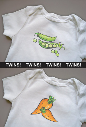 TWINS - We Go Together Like Peas and Carrots - Funny Baby Gift