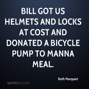 Bill got us helmets and locks at cost and donated a bicycle pump to ...