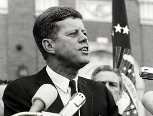 President John F. Kennedy delivers a speech at a rally in Fort Worth ...