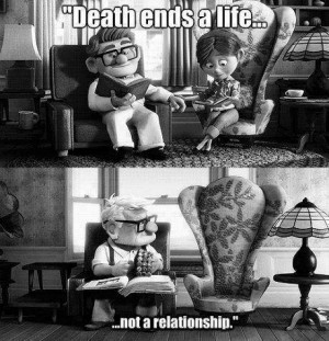 black and white, death, disney, girl, quote, relationship, text, up