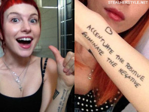 Hayley Williams’ most recent tattoo is a quote on her left forearm ...