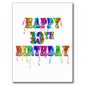 13th Birthday Gifts with Circus Balloon Font Postcard