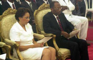 Jean-Bertrand Aristide et sa femme Mildred Trouillot