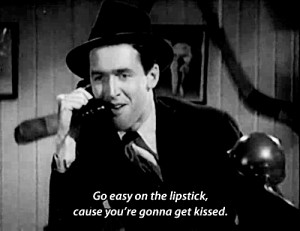 Black and White kiss cinema lipstick 1940s jimmy stewart james stewart
