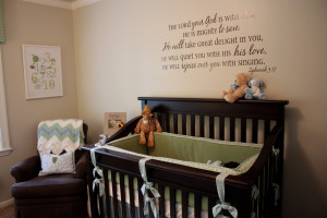 The vinyl bible verse above the crib was applied loving (er ...
