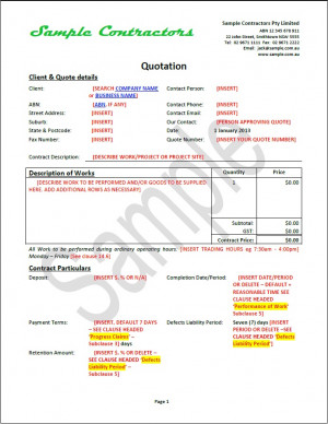Sample Quotation Template