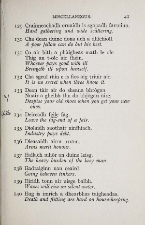 Sayings in Gaelic English Translation
