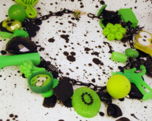 Acidic Candy Chunky Charm Necklace Neon Green and Black ...