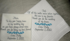 Embroidered Wedding Handkerchief for Mother of The Bride Father ...