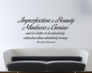 ... Decal Vinyl Imperfection is Beauty Quote Living Room Bedroom Decor