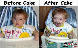 Baby Before After Eating Cake