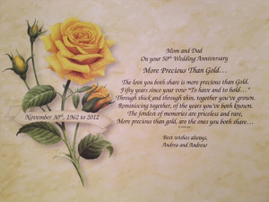 50th Wedding Anniversary Personalized Poem Gift for Parents ...