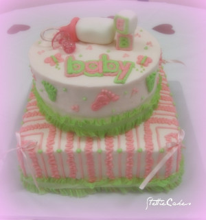 Pink and Green Baby Shower Cakes