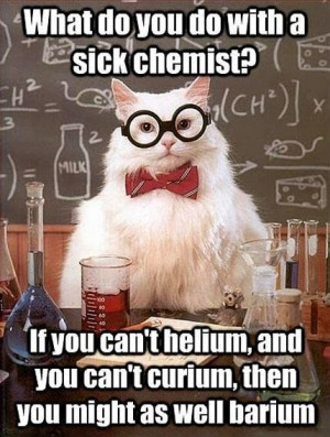 Funny Chemistry Science Lab Cat Puns Picture - What do you do with a ...