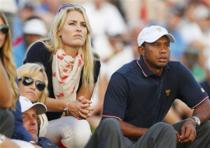 and girlfriend Lindsey Vonn sit with teammate Phil Mickelson and Phil ...