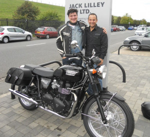 Marcus Mumford collects new Triumph Bonneville
