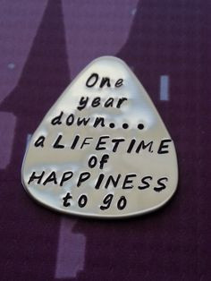 One year anniversary Gift -Personalized guitar pick via Etsy