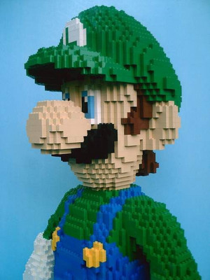 giant LEGO model of Luigi some nerd got bored one day..i get bored and ...