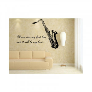 Saxophone and quote wall art sticker decal.