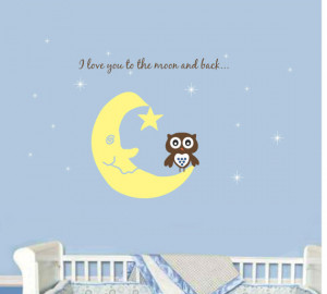 Owl Baby Nursery Wall Decal Saying Quote Moon Toddler Vinyl Sticker ...