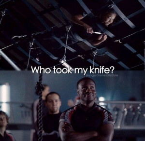 Catching fire, who took nu knife'.