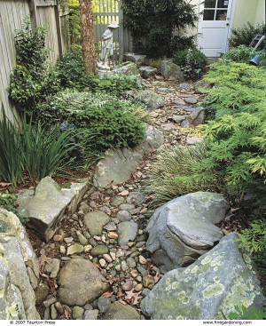 Building a dry creek/stream bed to channel the rainwater