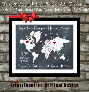 ... Military Moving Away To College Gift Quote US or World Map Print 8x10